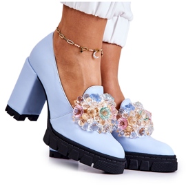 PA2 Elegáns szivattyúk sima kék katerine-dísszel