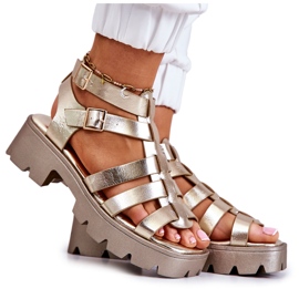 PS1 Bőr szandál csíkokkal Golden Minorite aranysárga