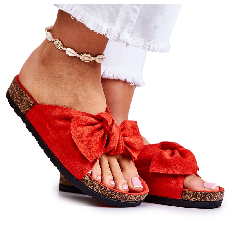 Wendy narancssárga parafa talpú papucs piros