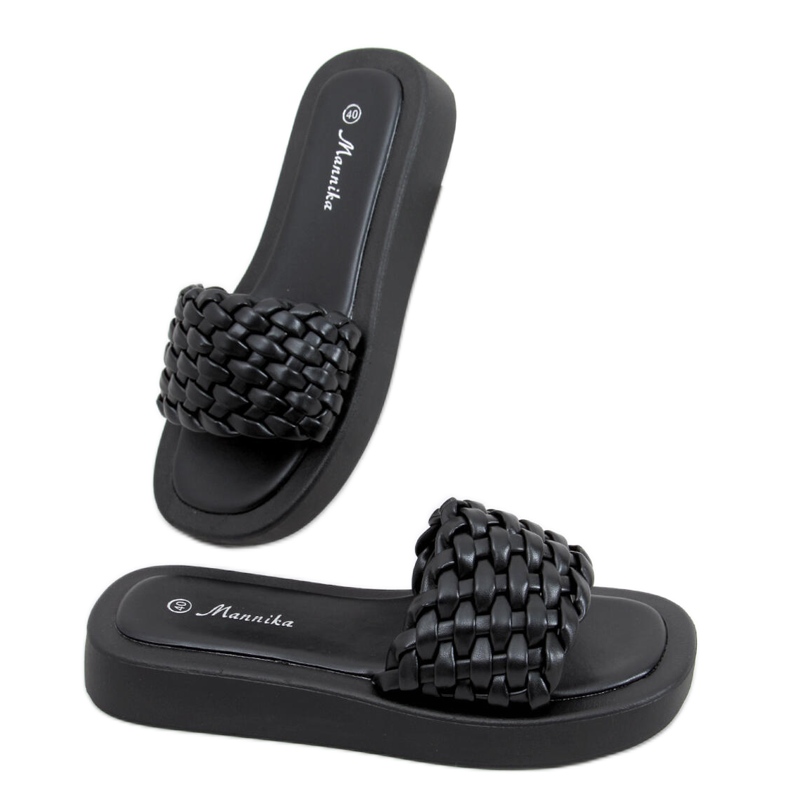 Magas sarkú szandál fonott Elida Black csíkokkal fekete