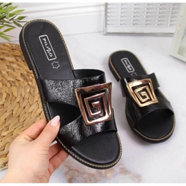 Fekete papucs díszes W Filippo