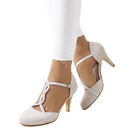 Szürke pumpák Luiken sarkon ezüst