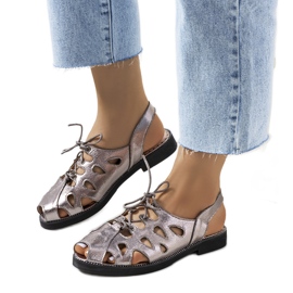 Vlis szürke fűzős szandál