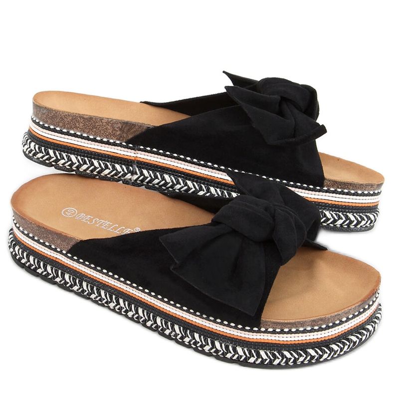 Flip-flop díszített Lane Black talpon fekete