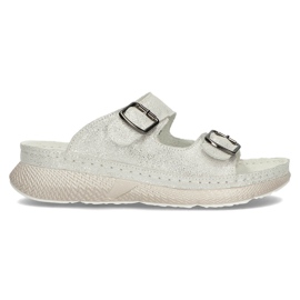 Bőr papucs Filippo DK3516 / 22 Si ezüst