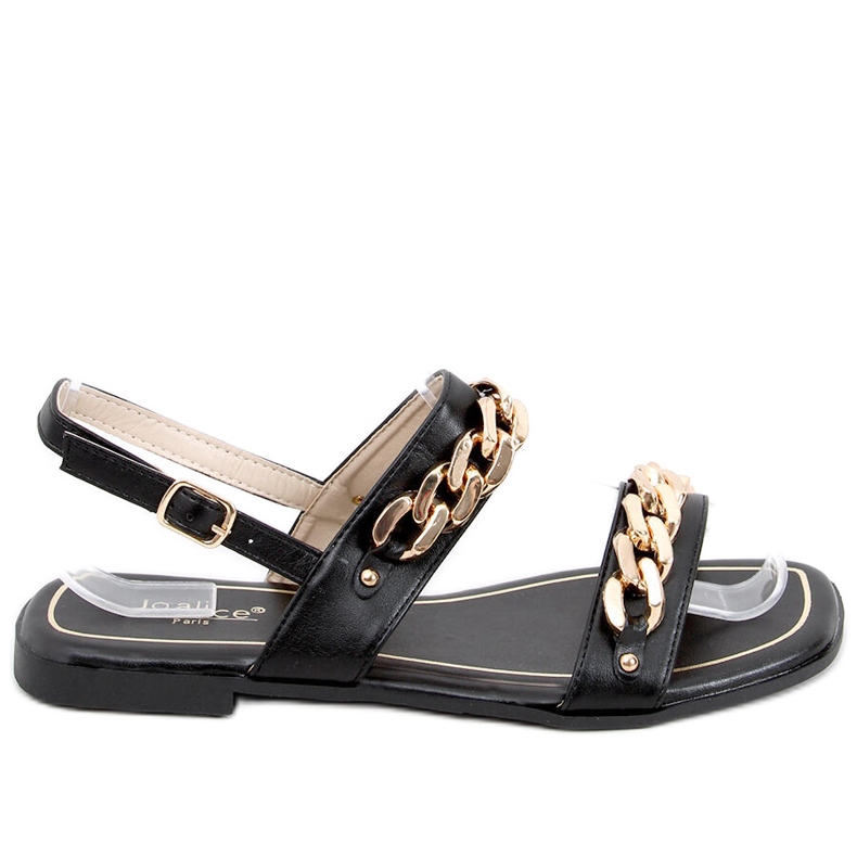 India Fekete szandál láncokkal