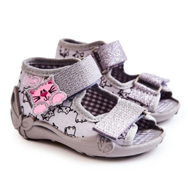 BEFADO S.A. Szandál Papucs Befado Tépőzáras Cats 242P102 Szürke BEFADO S.A. Szandál Papucs Befado Tépőzáras Cats 242P102 Szürke