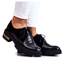 PA2 Női Bőr Cipők Megkötve Fekete Merevin