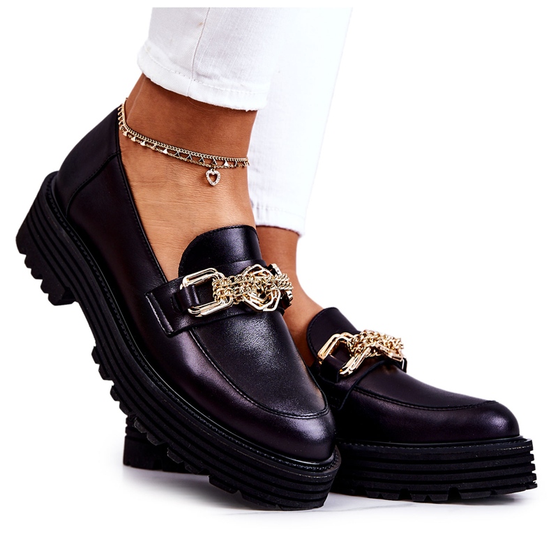 Női Brogues Cipők Arany Bőr Dekoráció Laura Messi 2383 Fekete