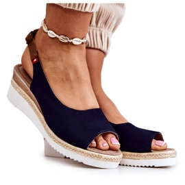 Női szandál Wedge Big Star JJ276046 sötétkék színű