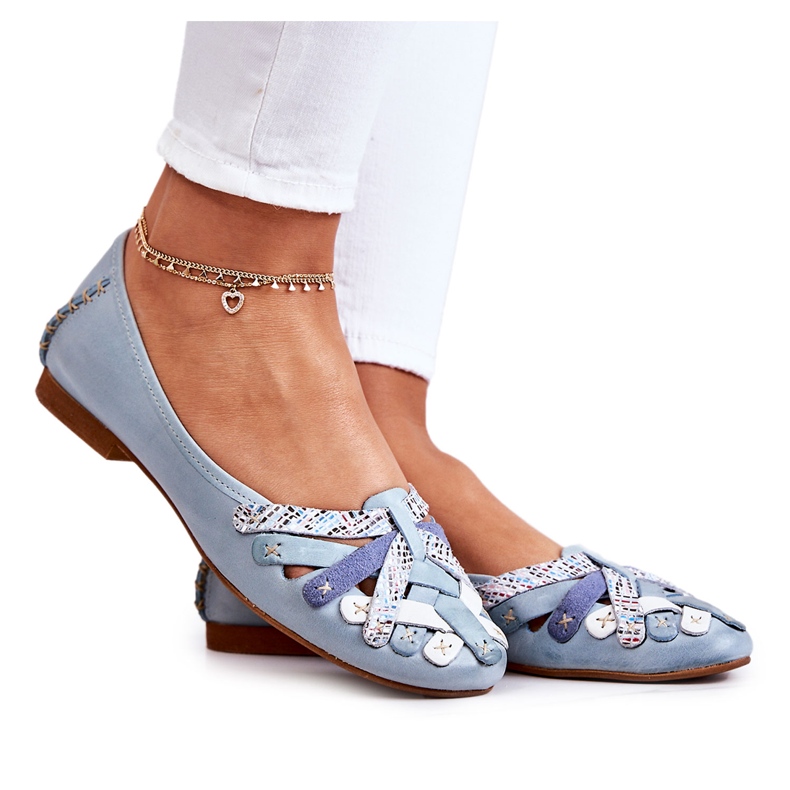 Női bőr balerina Maciejka 01358-34 Világoskék