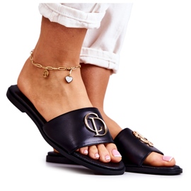 Bőr női papucs Nicole 2735 fekete