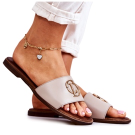 Bőr női papucs Nicole 2735 bézs Bőr női papucs Nicole 2735 bézs