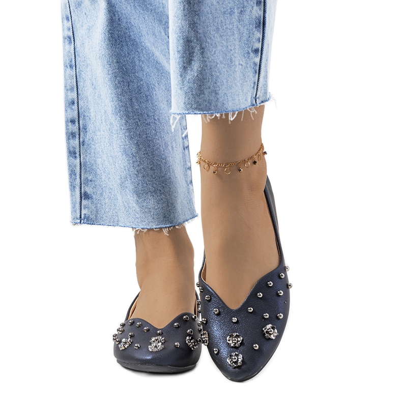 Sötétkék balerinák Silke szabással