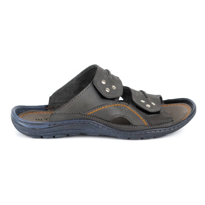 Olivier Férfi bőr papucs 335GT szürke