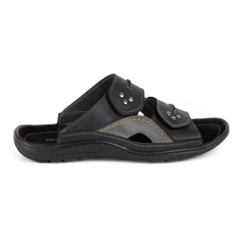 Olivier Férfi bőr papucs 335GT fekete