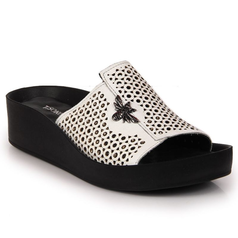 Bőr áttört T.Sokolski W SCA163 fehér papucs