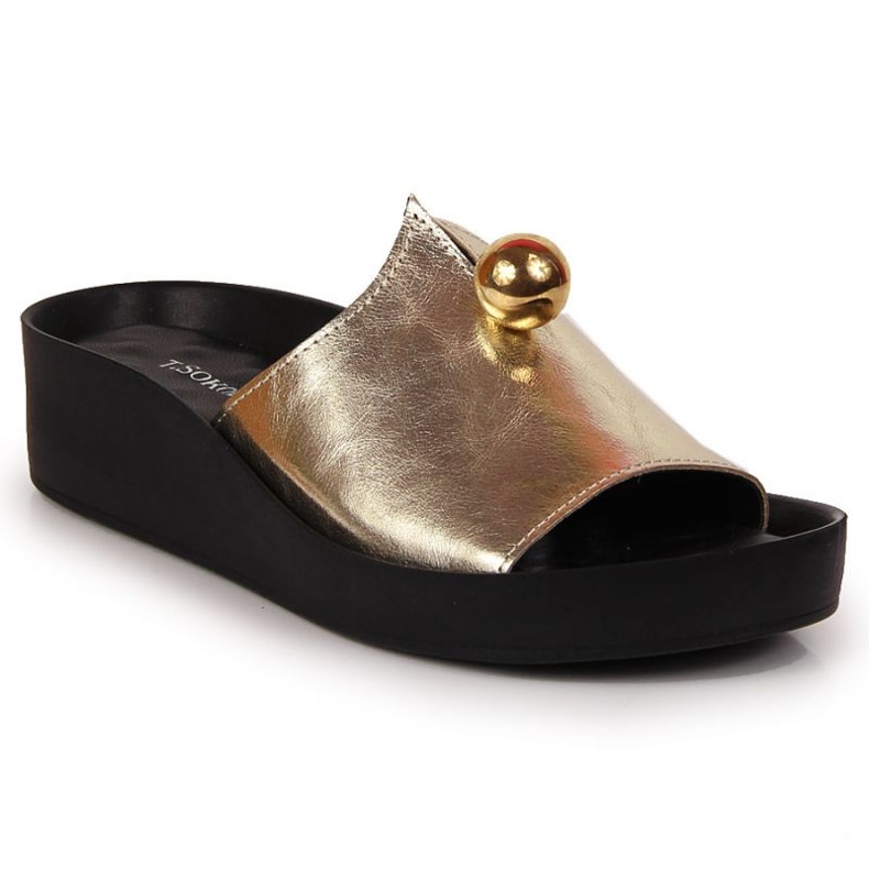 Bőr papucs díszgolyóval T. Sokolski W SCA165B arany aranysárga