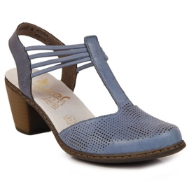Bőr áttört szandál Rieker W RKR537 kék
