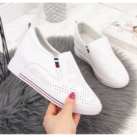 Női bőr tornacipő fehér áttört éken Filippo