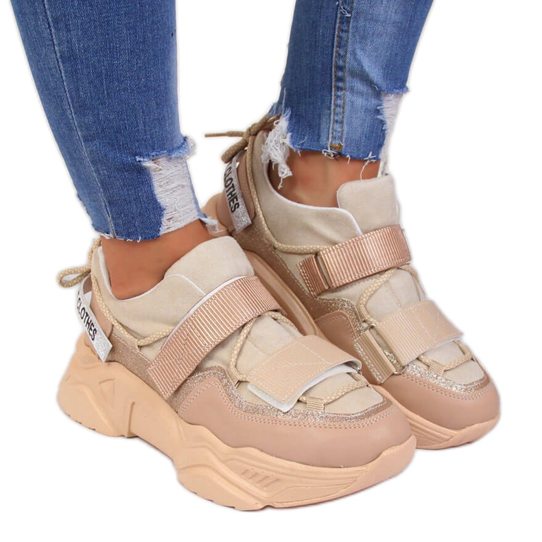 Tornacipő vastag tépőzáras bézs Navy Dot talpon Tornacipő vastag tépőzáras bézs Navy Dot talpon