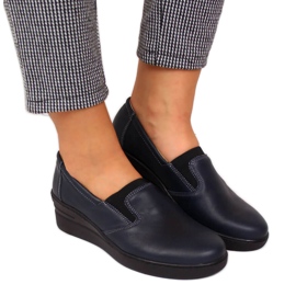 Kényelmes női bőrcipő, sötétkék Helios 349 Kényelmes női bőrcipő, sötétkék Helios 349