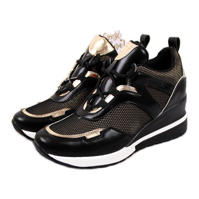Női fekete ékszeres tornacipő Vinceza aranysárga