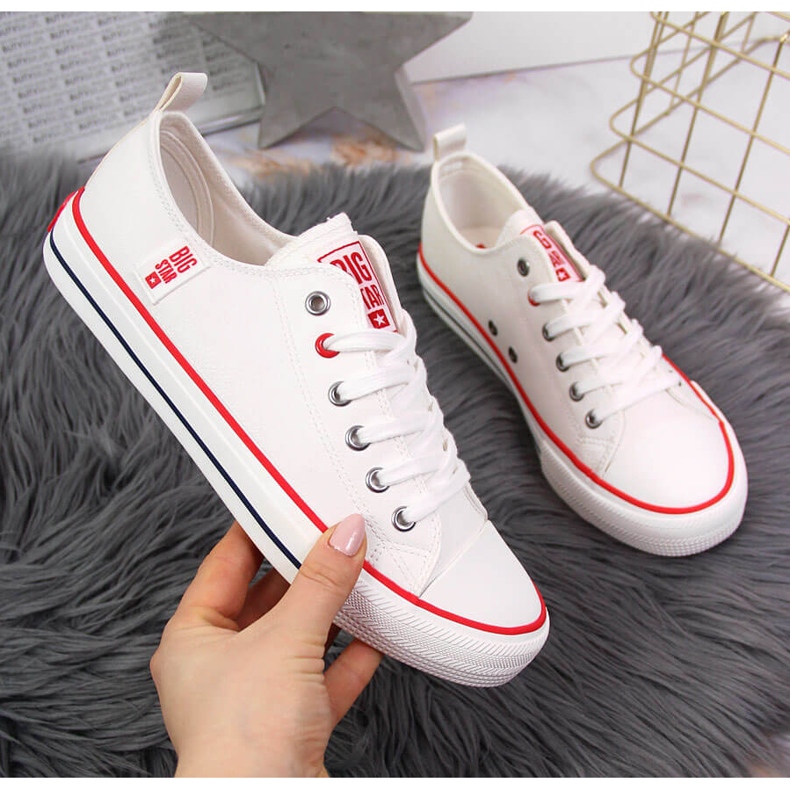 Alacsony szárú fehér ekobőr tornacipő Big Star JJ274130