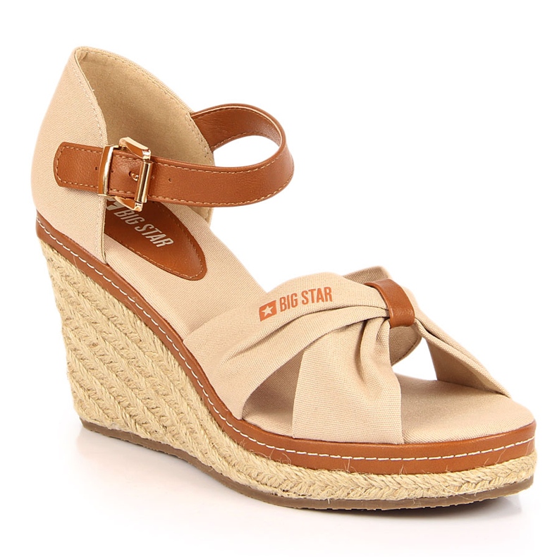 Szandál espadrill bézs ékkel Big Star JJ274939
