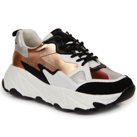 Női tornacipő fehér és arany Potocki platformon aranysárga