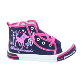 American Club Amerikai TEN13 sötétkék tornacipő cipzárral rózsaszín American Club Amerikai TEN13 sötétkék tornacipő cipzárral rózsaszín