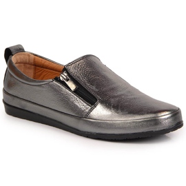 T.Sokolski Női bőrcipő cipzárral, ezüst T. Sokolski T.Sokolski Női bőrcipő cipzárral, ezüst T. Sokolski