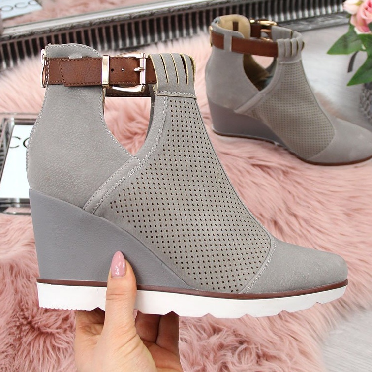 Szürke Filippo szürke áttört wedge tornacipő