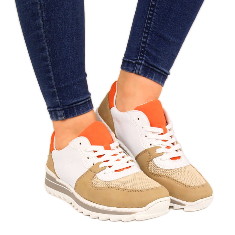 Női sportcipő fehér és bézs Rieker M6910