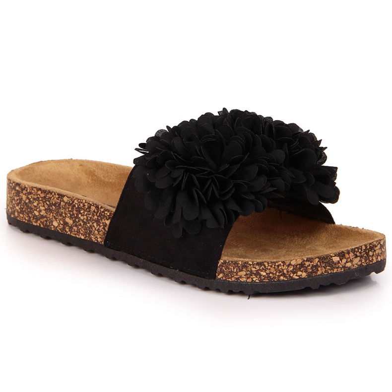 Fekete női papucs Jezzi virággal