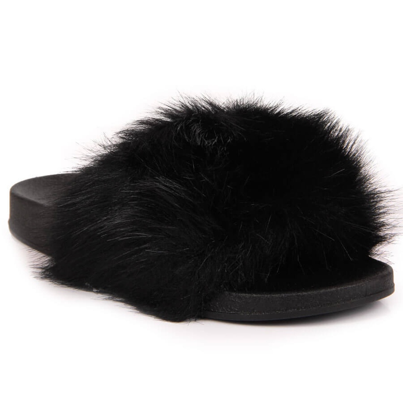 Fekete Jezzi női papucs bundával