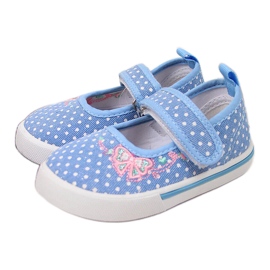 Tépőzáras balerinák kék Atletico pöttyökkel Tépőzáras balerinák kék Atletico pöttyökkel