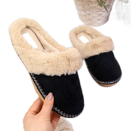 Fekete Cloxx otthoni női papucs bundával