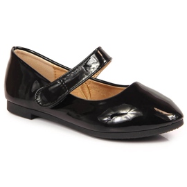 Lány balerinák tépőzárral lakkozott fekete Potockival