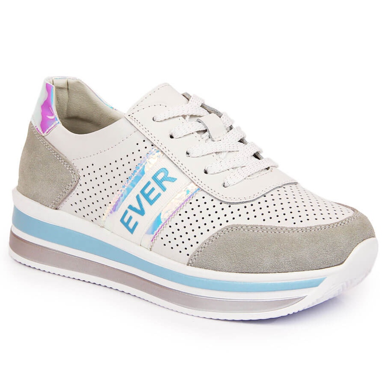 Bőr cipő holo platformmal, fehér Filippo színben szürke