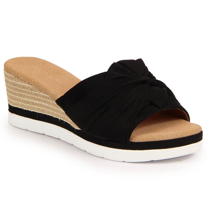 Női fekete ékpapucs Potocki