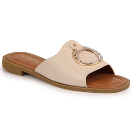 Női bézs színű papucs Potocki dísz
