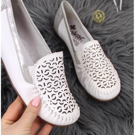 Női fehér áttört bőr cipó Rieker L6350-80