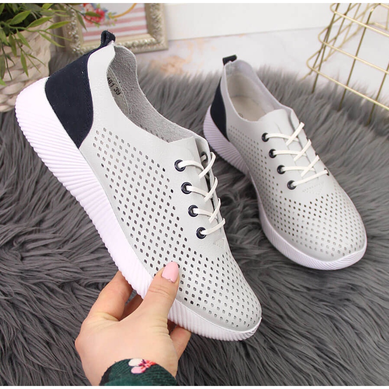 Szürke Artiker áttört bőr cipő nőknek