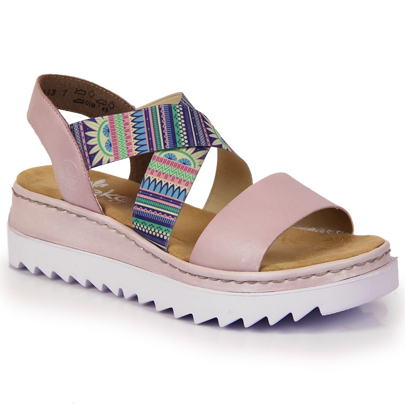 Női szandál színes gumis Rieker V44G8-30 sokszínű