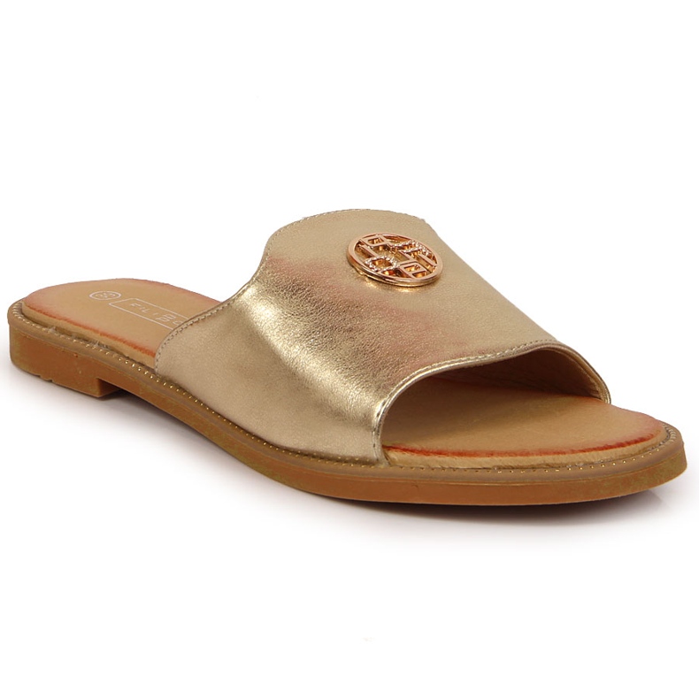 Női arany papucs Filippo díszítéssel aranysárga