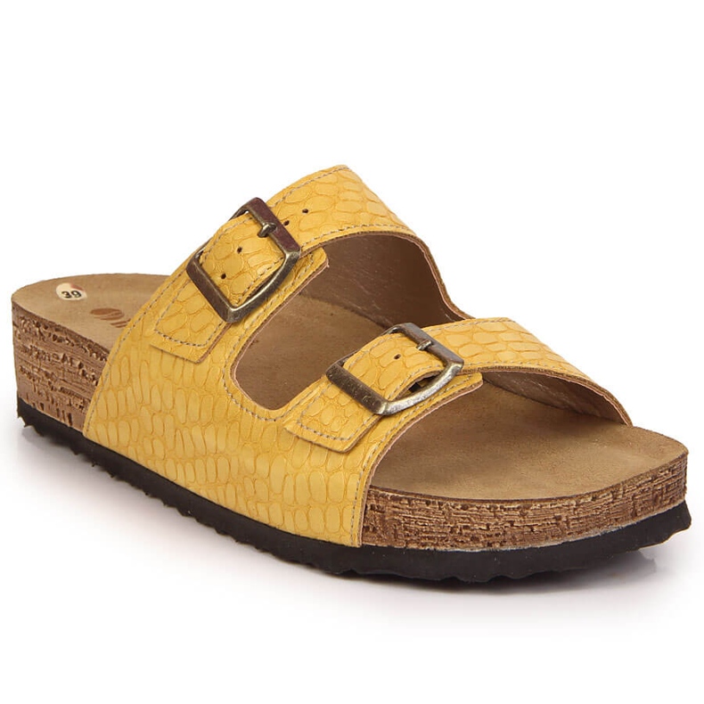 Sárga színű Inblu csatos női papucs