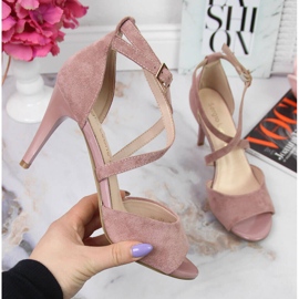 Női szandál magas sarkú rózsaszín Sergio Leone