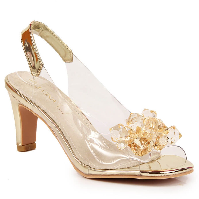 Átlátszó női szandál arany Sabatina kövekkel aranysárga