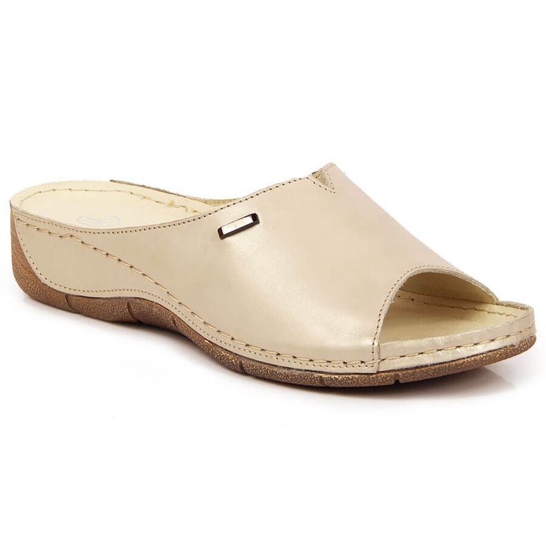 Női bőr papucs arany éken Helios 105 aranysárga